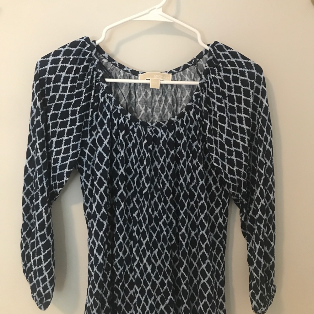 navy and white blouse micheal kors